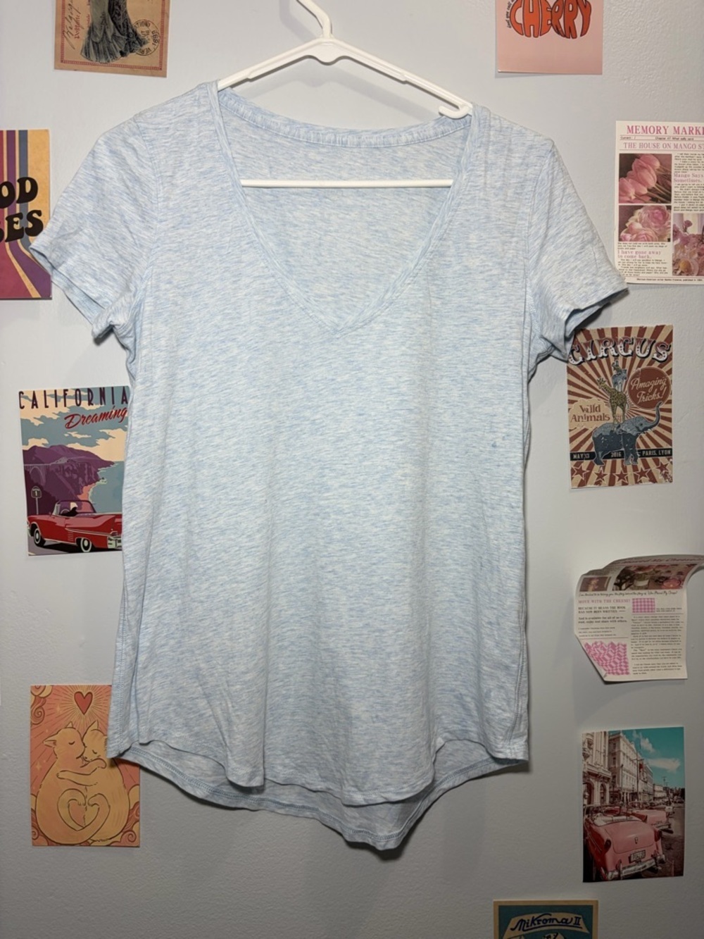 lululemon athletica Light Blue V-Neck Short Sleeve Tee